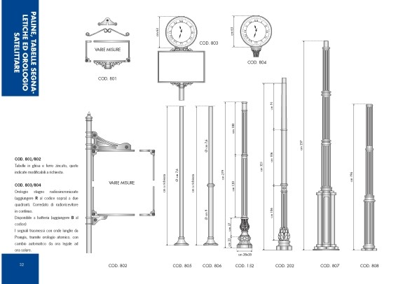 Paline tabelle segnaletiche e orologi